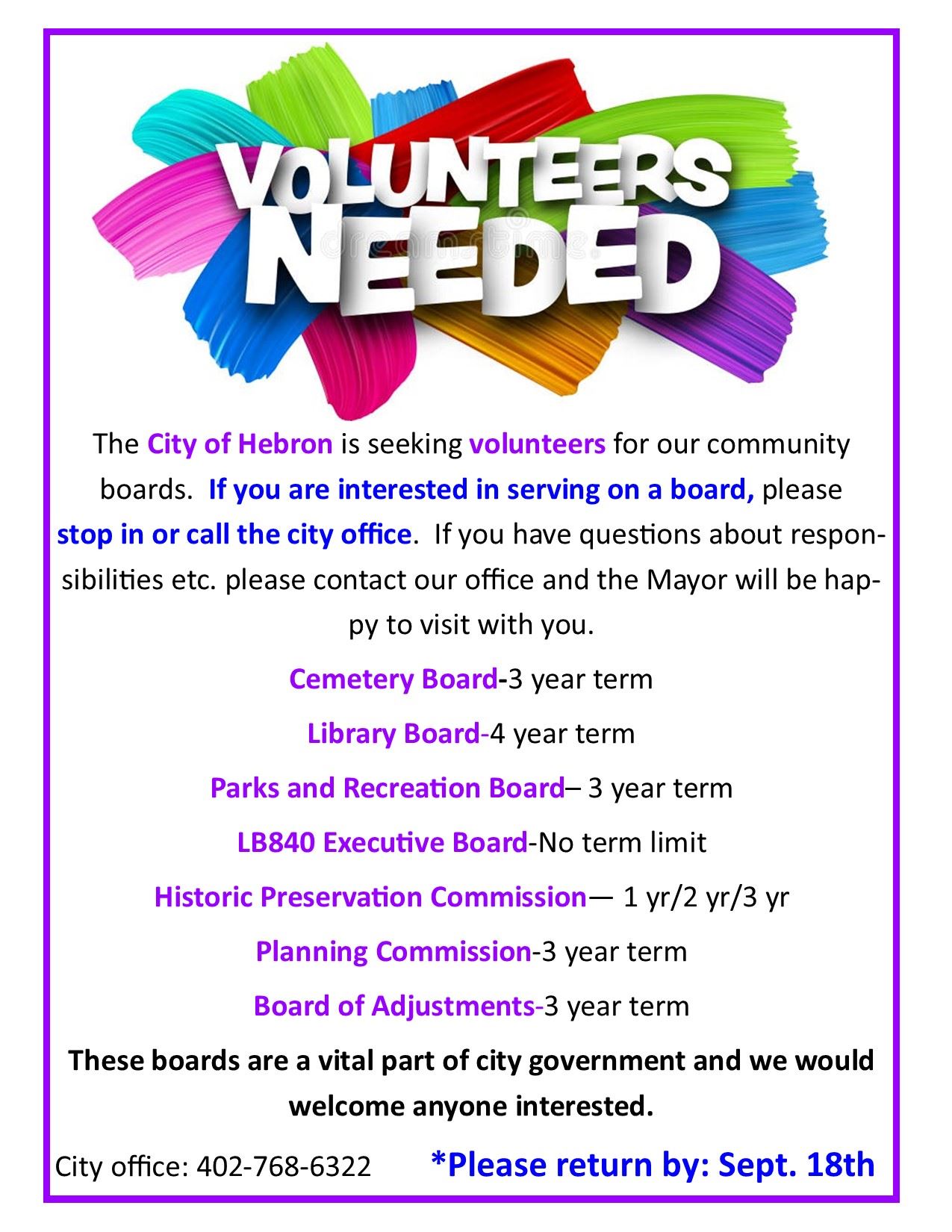 VOLUNTEER COMMITTEE FLYERS