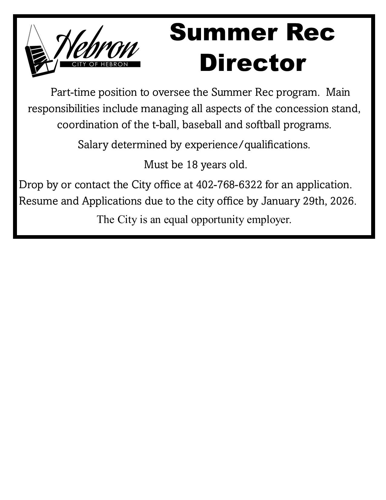 2026 SUMMER REC DIRECTOR AD